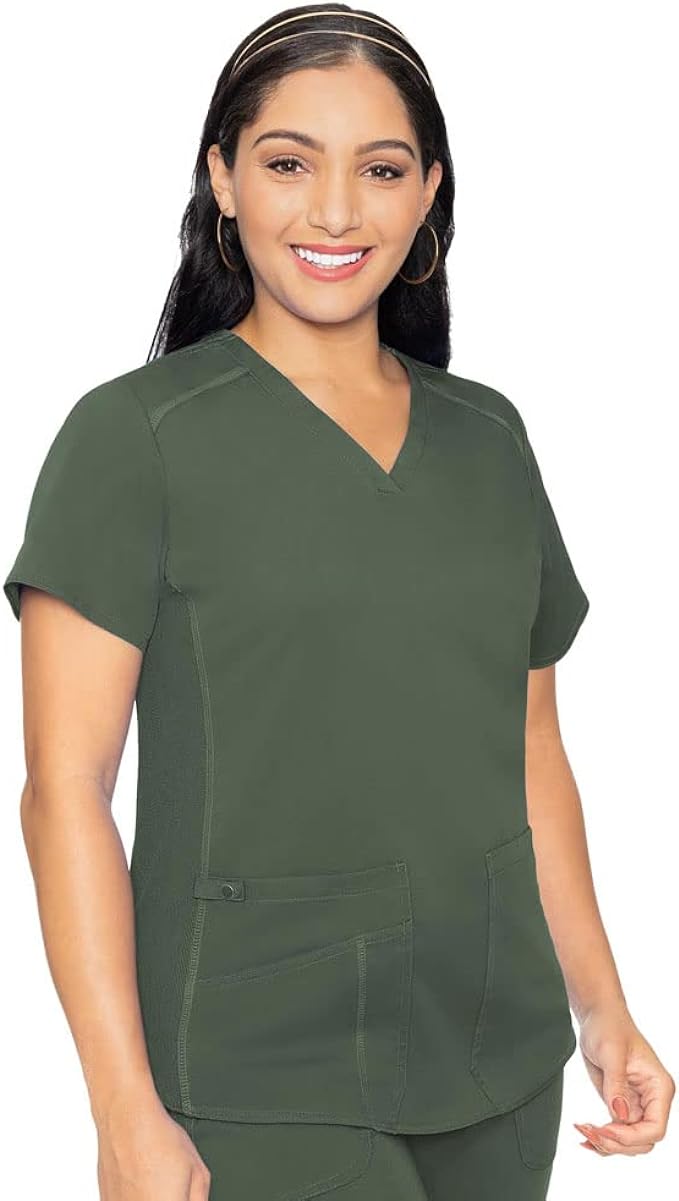 Women's V-Neck Scrub Top Olive Green