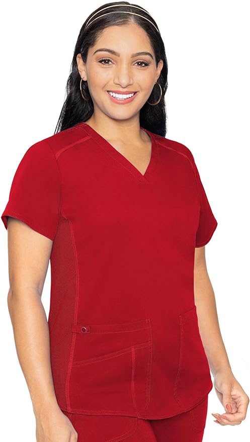 Women's V-Neck Scrub Top Red