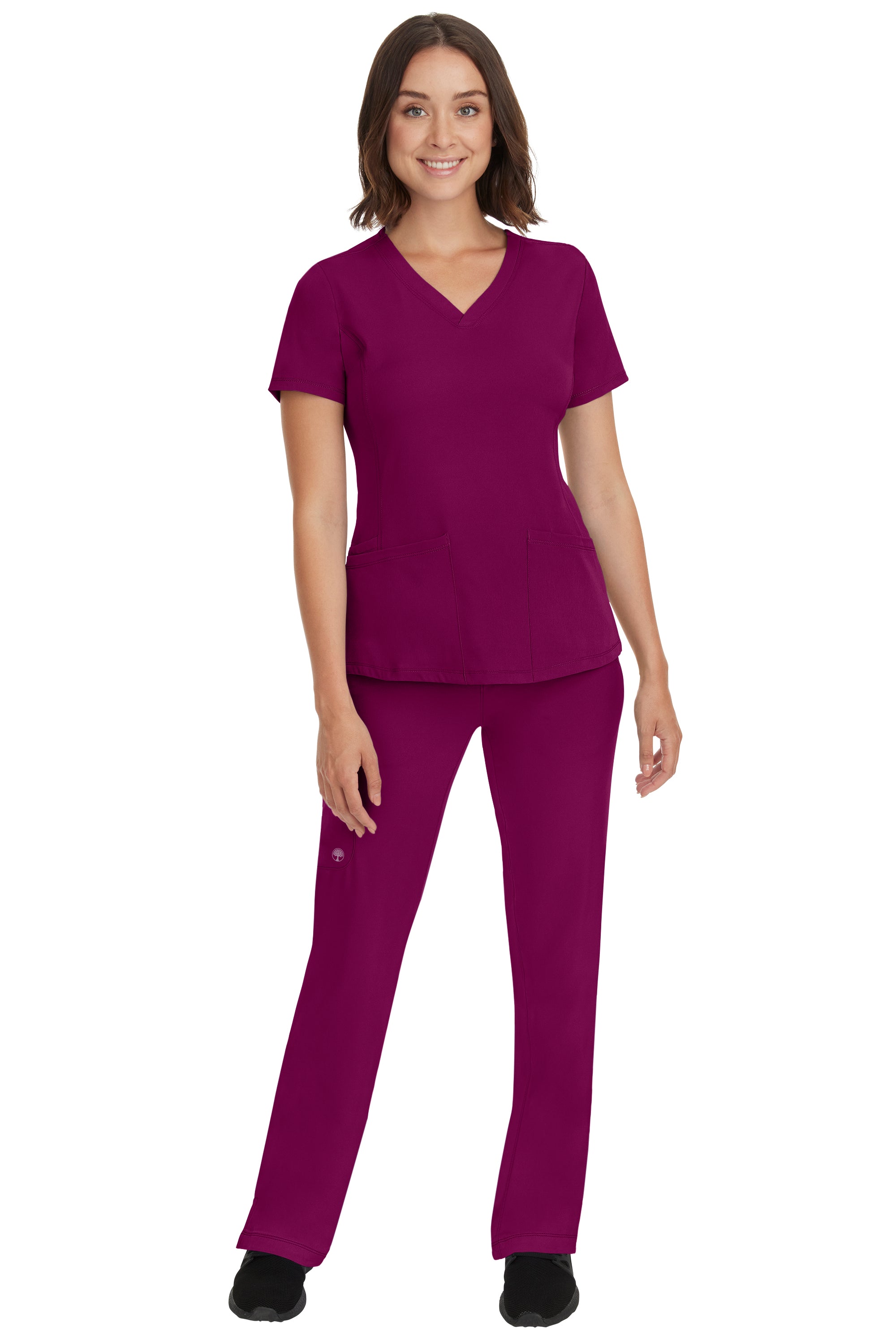 Rebecca Drawstring Flare Scrub Pant Wine